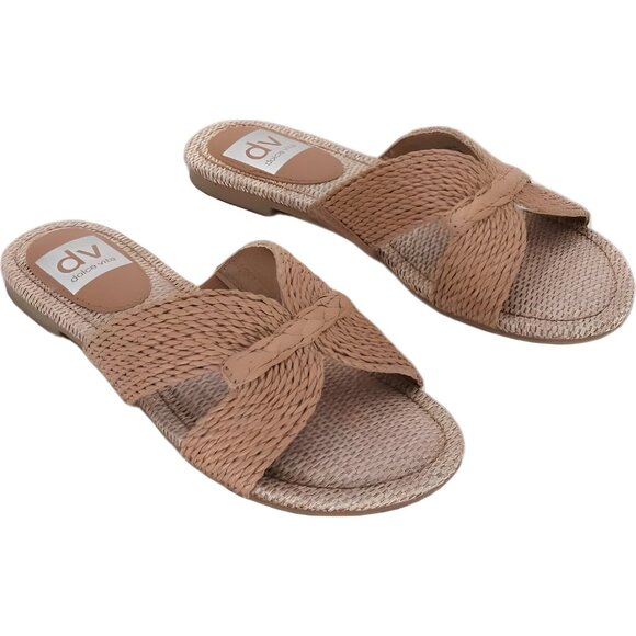 DV Dolce Vita Geeya Raffia Cafe Flat Slide Sandals Brown Women 5M - Picture 4 of 6